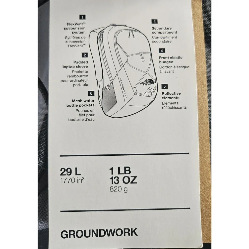 Arista The North Face Groundwork Laptop Backpack Grey Unisex NEW